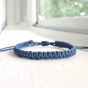 Smokey Blue Hemp Square-Knot Bracelet
